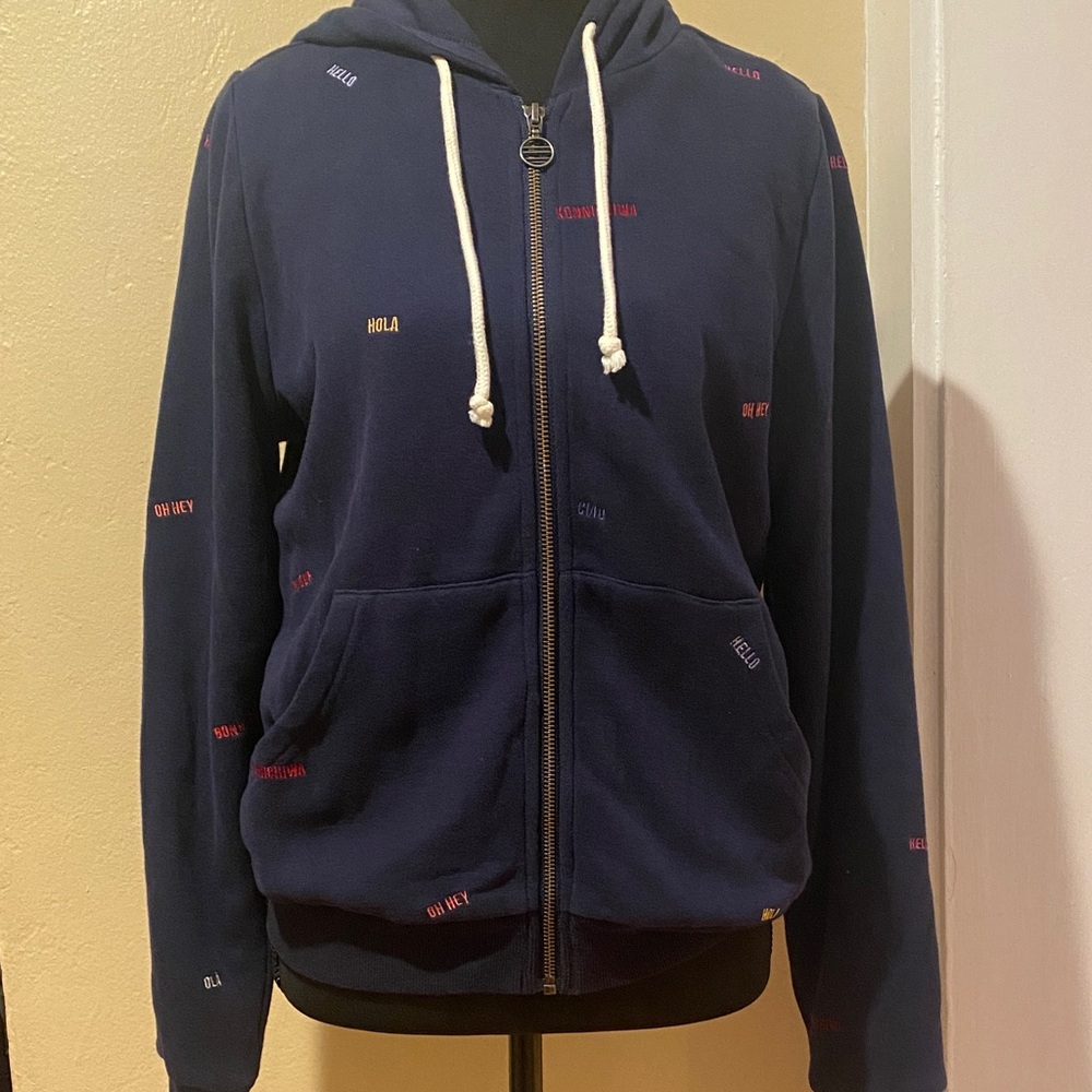 Marine Layer Navy Hoodie with Multicolor Accents